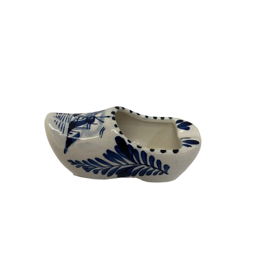 Vintage Delft‎ 3 point ashtray ceramic Dutch Holland shoe hand painted windmill